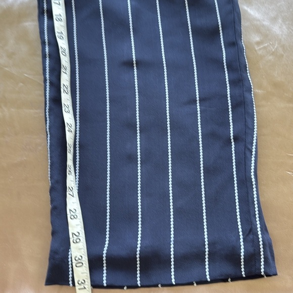 Talbots Silk Navy White Nautical Stripe Wide Leg Pants Side Zip Fully Lined Sz 6 - Picture 5 of 11